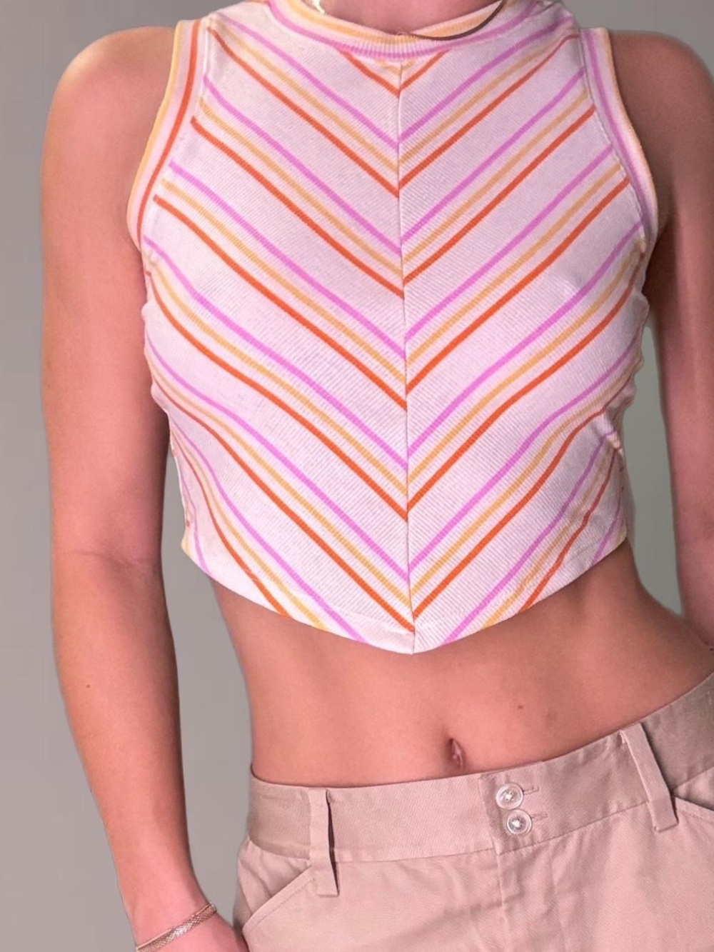 Multi-Color Open Back Crop Top - Retro Vibes for Summer